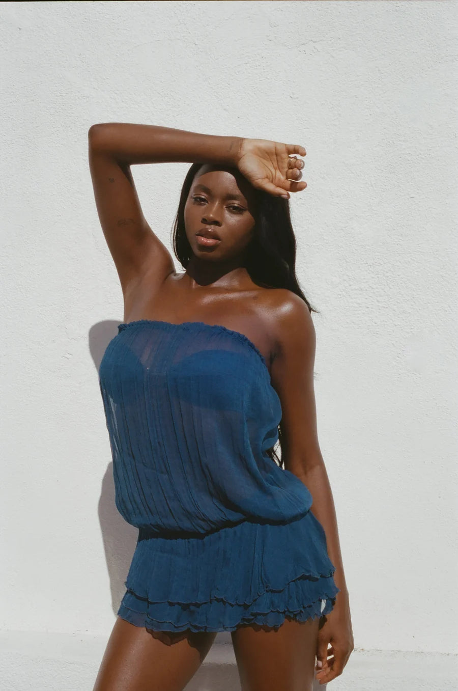 Izzy Strapless Mini Dress Adriatic