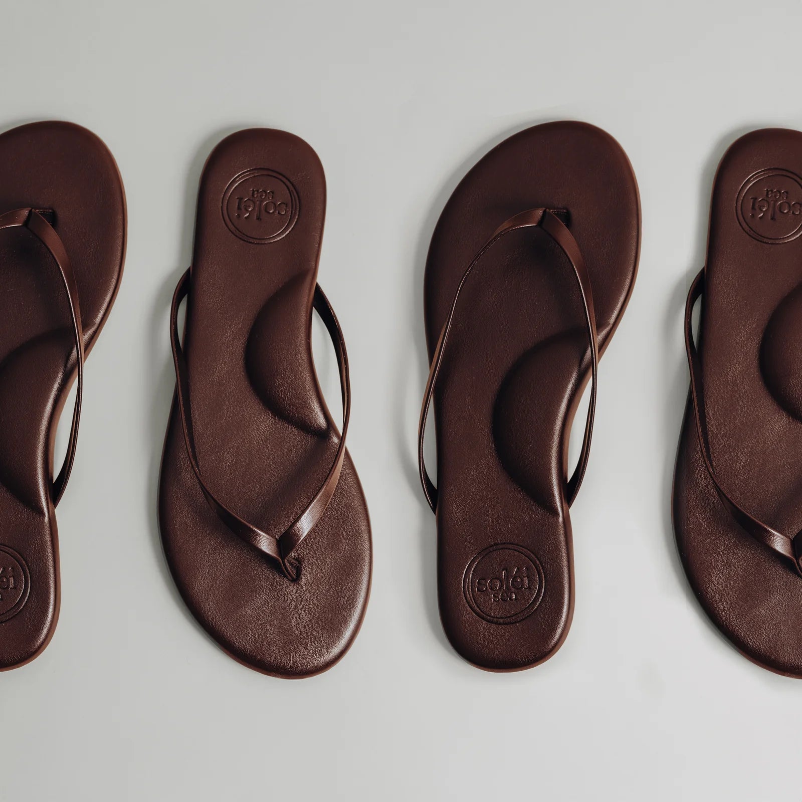 Indie Flat Strap Sandal Chocolate in brown — detail view | Belle Mar Swim