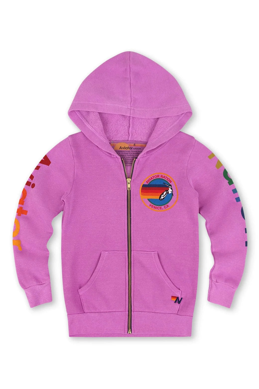 Kids Aviator Nation Zip Hoodie Neon Purple