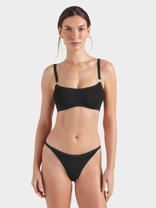 Hunza G Iris With Gold Hoops Bikini in Black — front crop | Belle Mar Swim