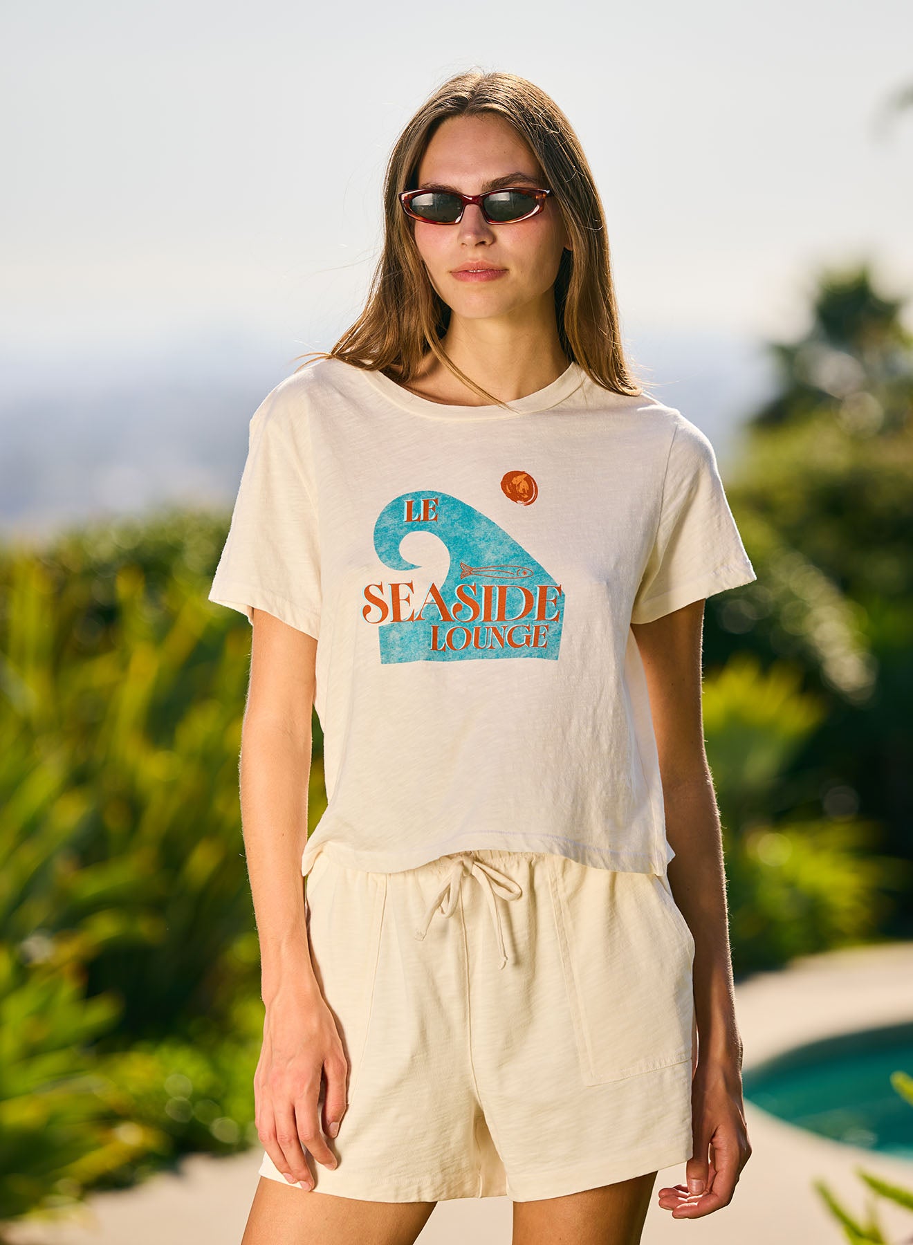 Boxy Crew Seaside Lounge Tee Pearl