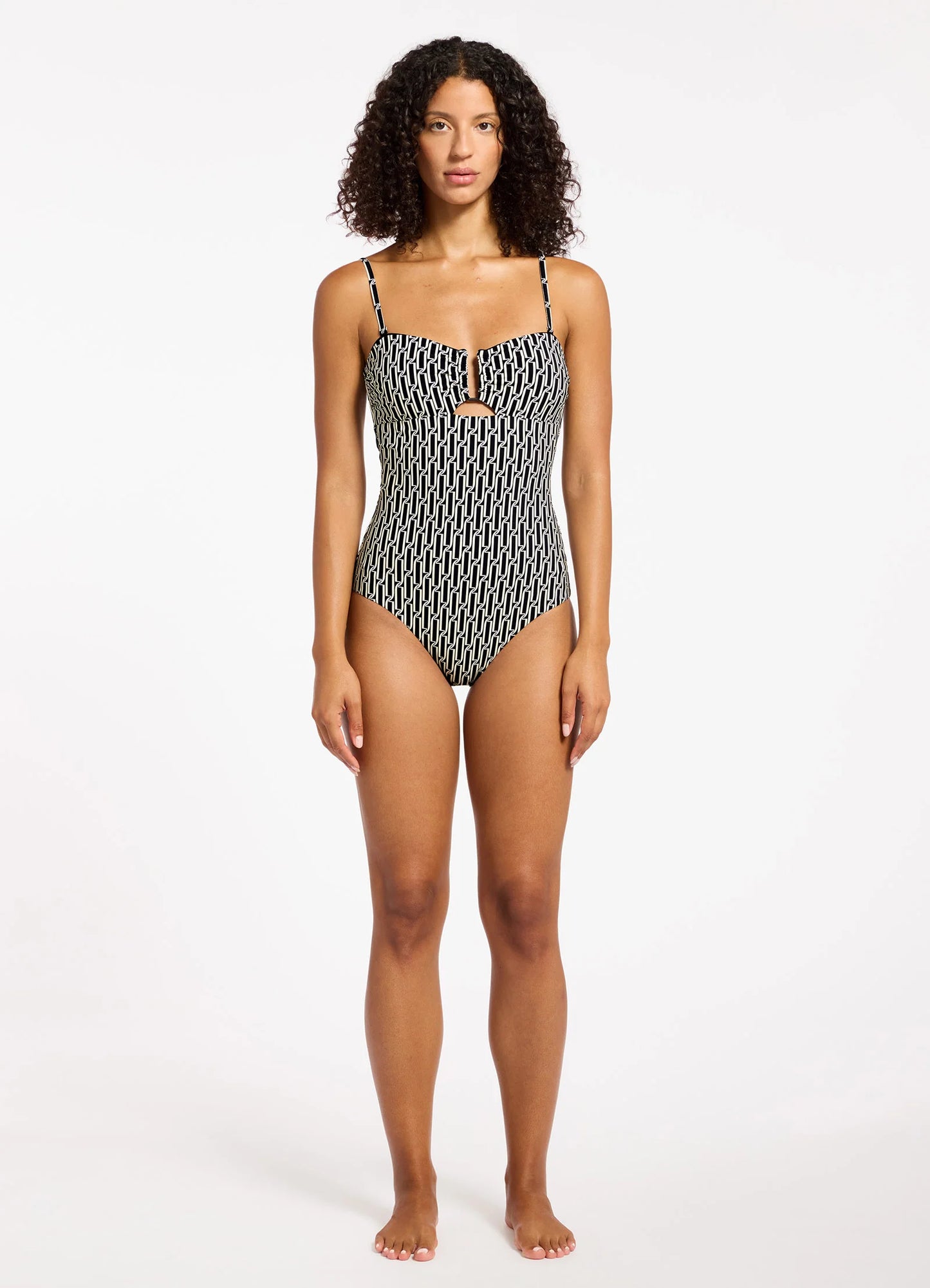 Spring Geo Bandeau One Piece Black