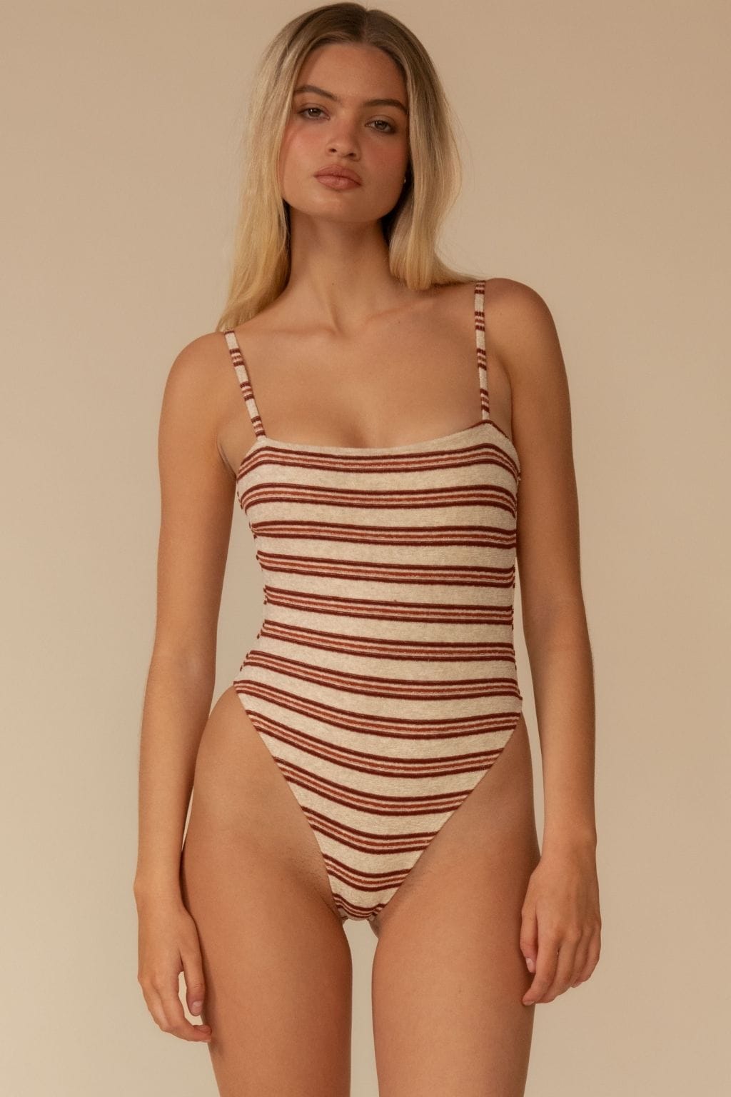 Joan Stripe Jacelyn One-Piece — styled view | Belle Mar Swim