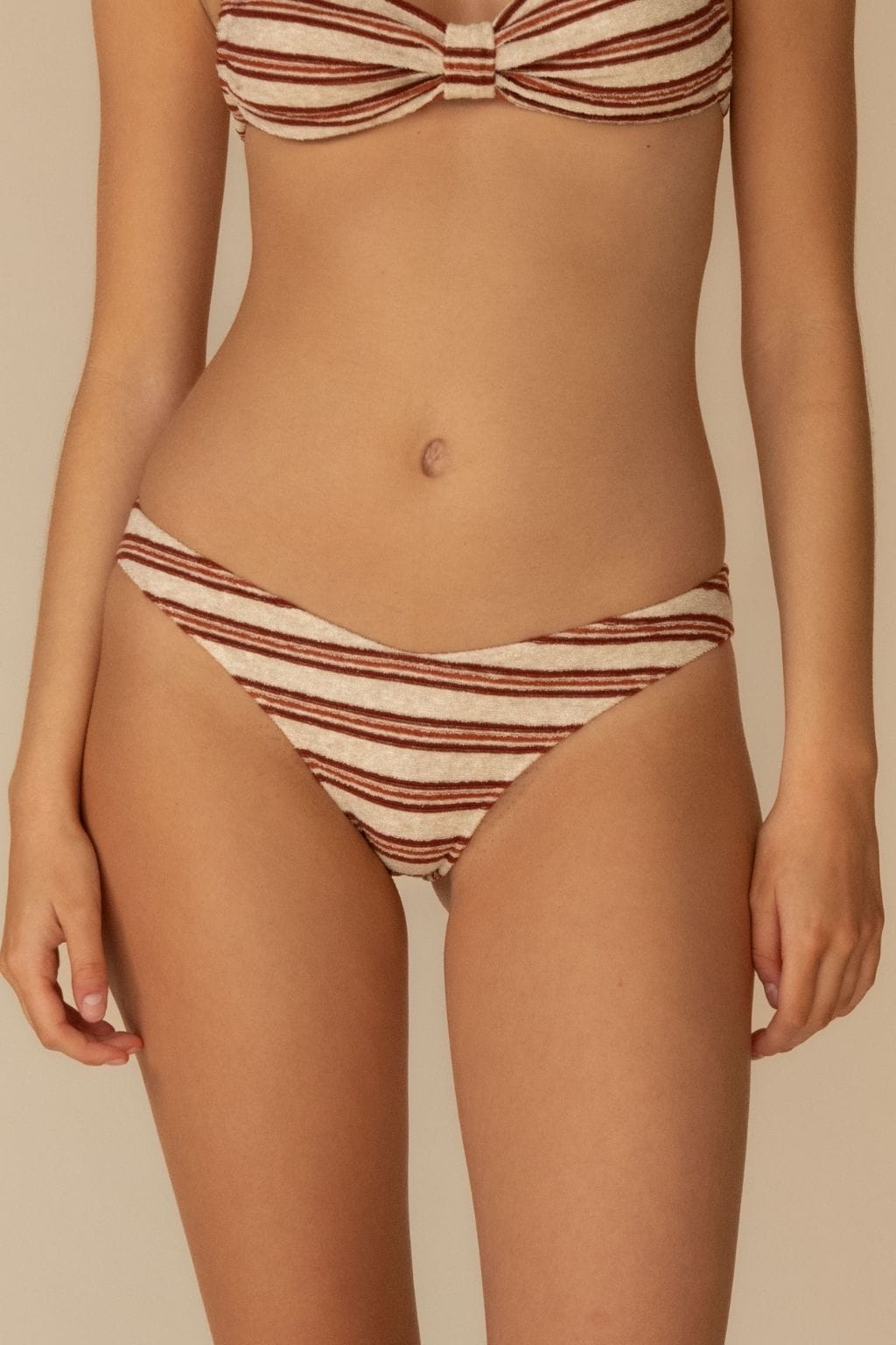 Joan Stripe Lulu (Zig-Zag Stitch) Bikini Bottom — styled view | Belle Mar Swim