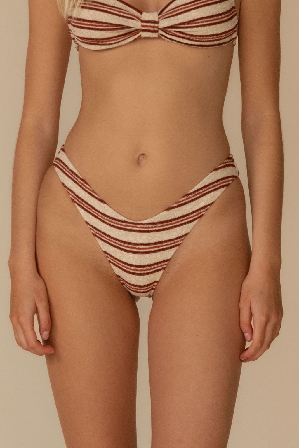 Joan Stripe Lulu (Zig-Zag Stitch) Bikini Bottom — detail view | Belle Mar Swim