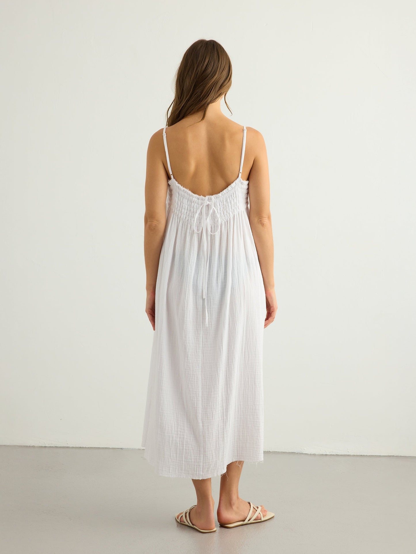 Kaya Smocked Maxi Dress - White - view