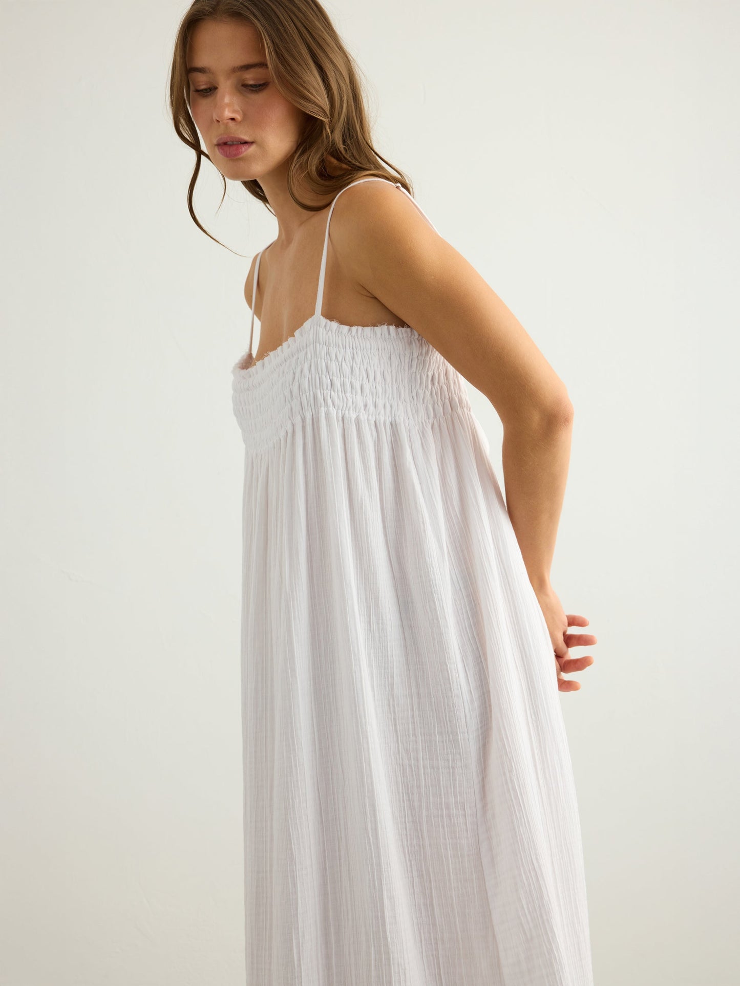 Kaya Smocked Maxi Dress - White - view