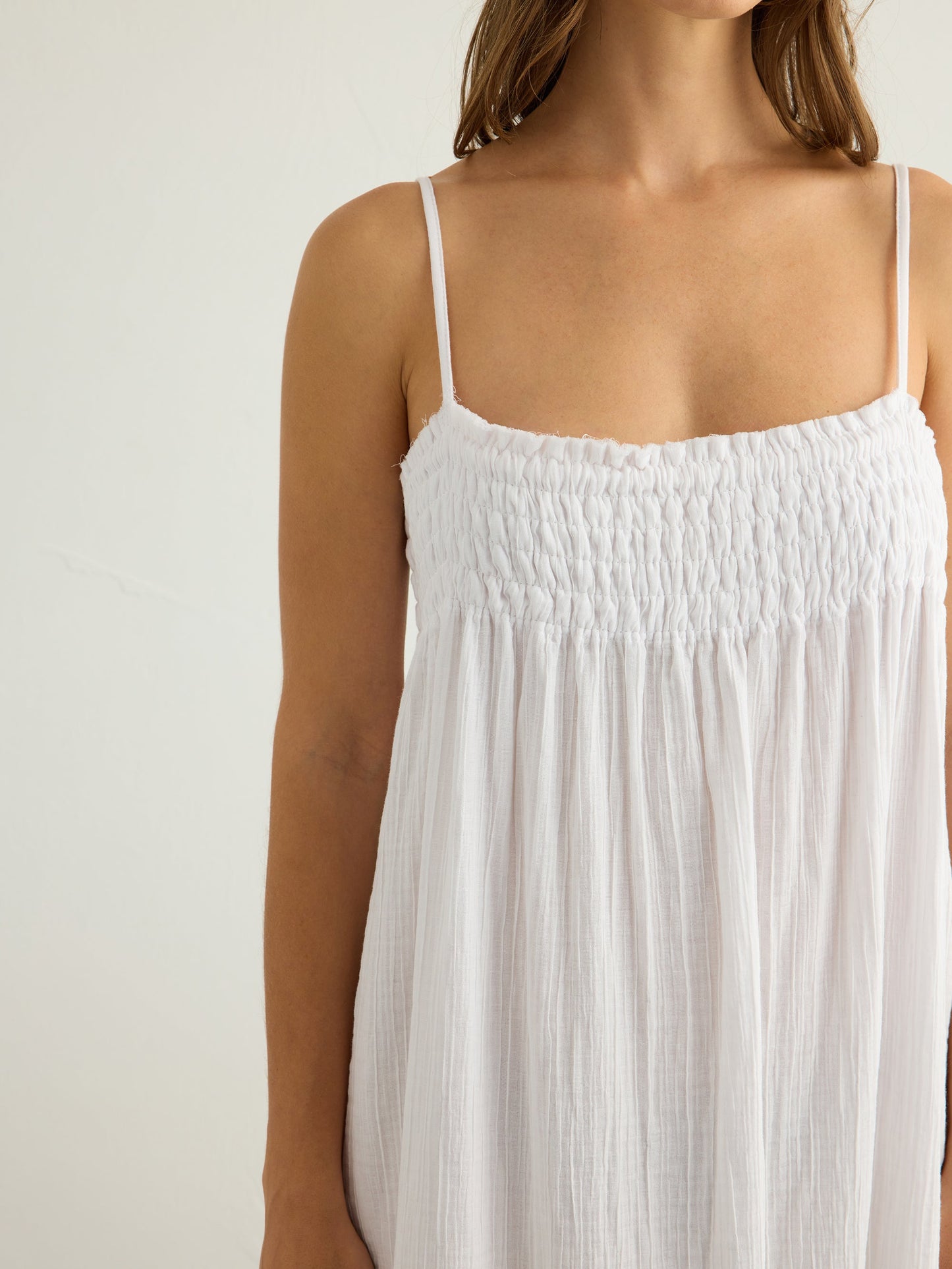 Kaya Smocked Maxi Dress - White - view