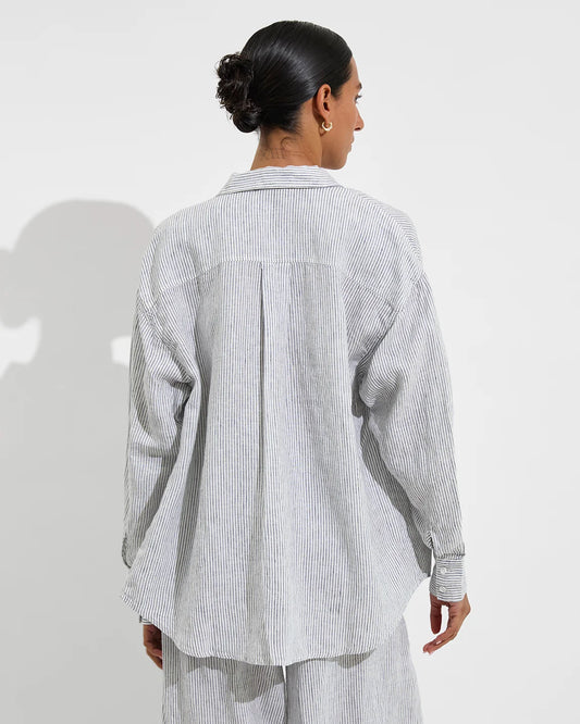 Getaway Button Down Coastal Stripe Varsity/Coconut