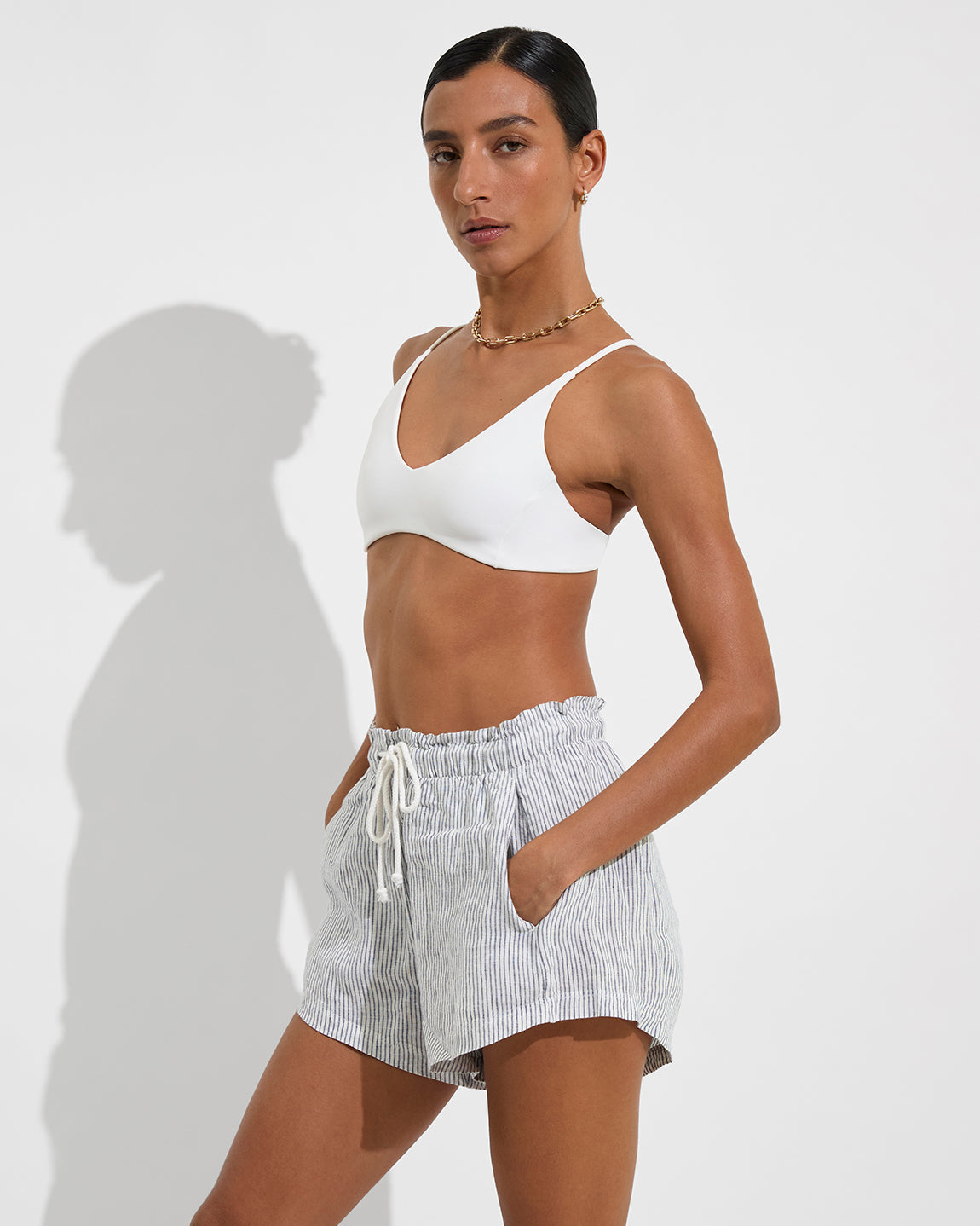 Getaway Short Coastal Stripe Varsity Coconut - view