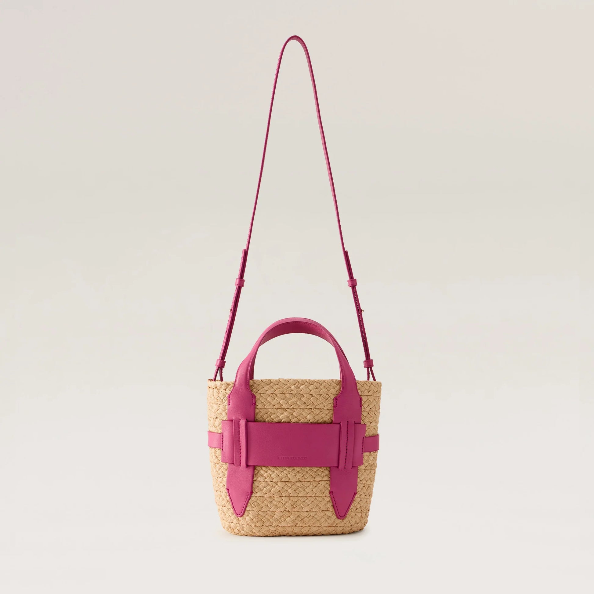 Lipari Small Tote Natural/Bright Pink in pink — back view | Belle Mar Swim