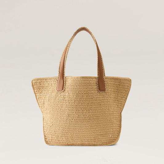 Liyoni Raffia Crochet Tote Natural/Cotton