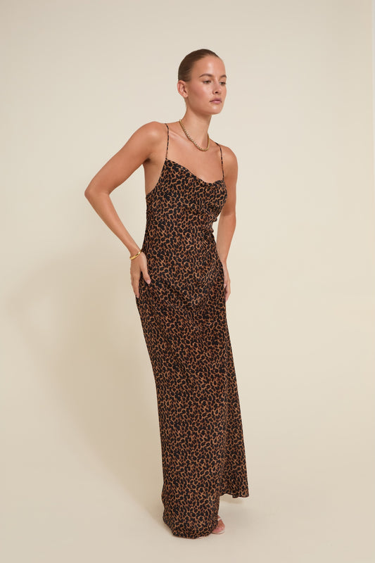 Away That Day St Tropez Dress Leopard — front view | Belle Mar Swim