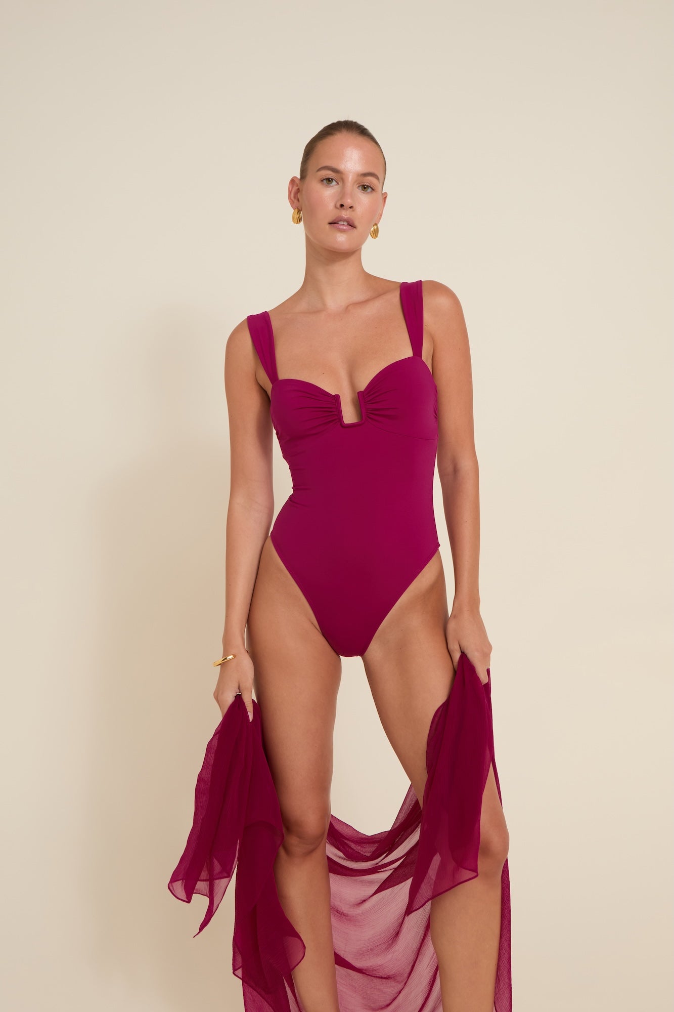 Cannes One Piece Cassis — styled view | Belle Mar Swim