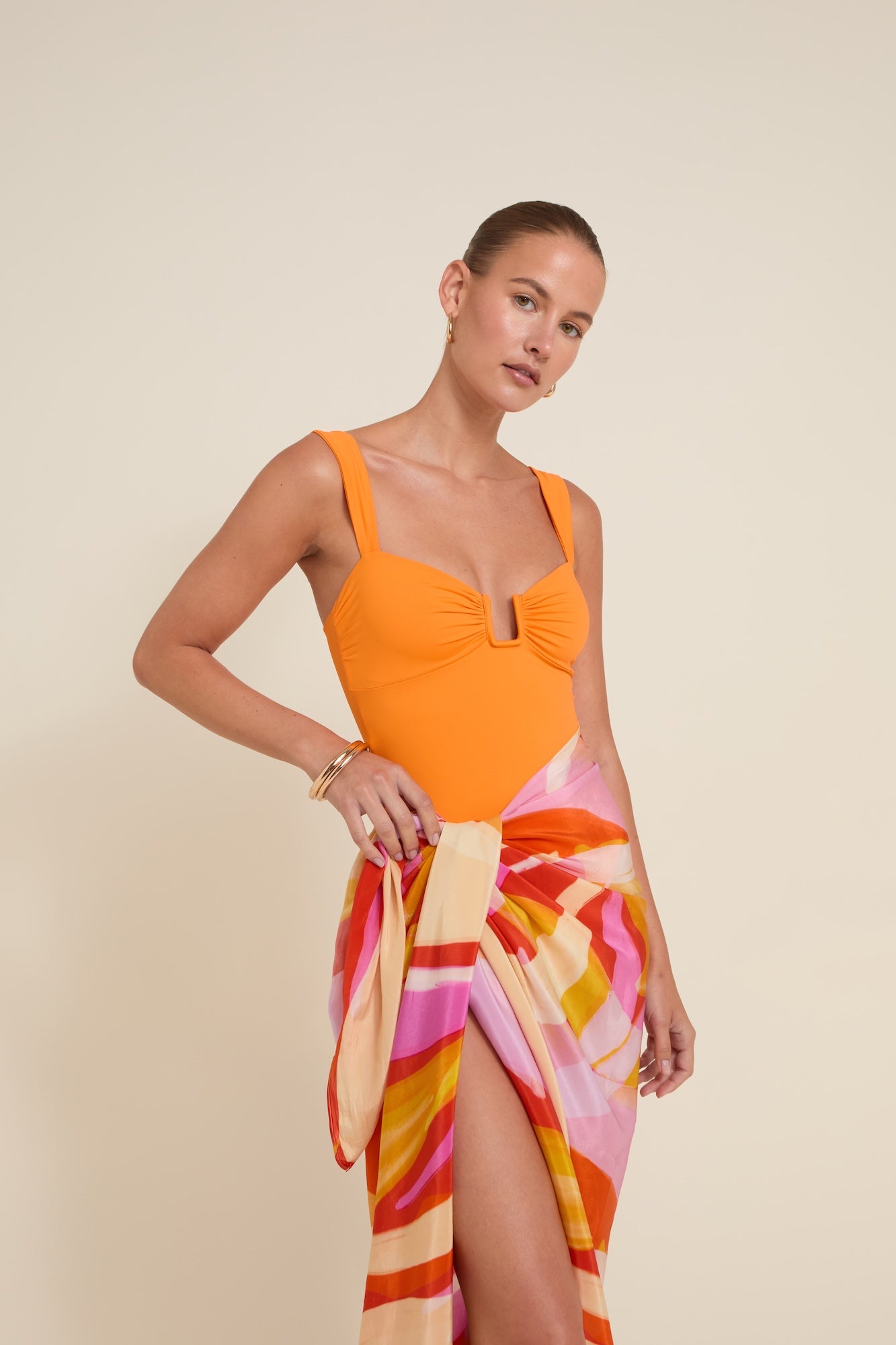 Cannes One Piece Mango in orange — view 7 | Belle Mar Swim