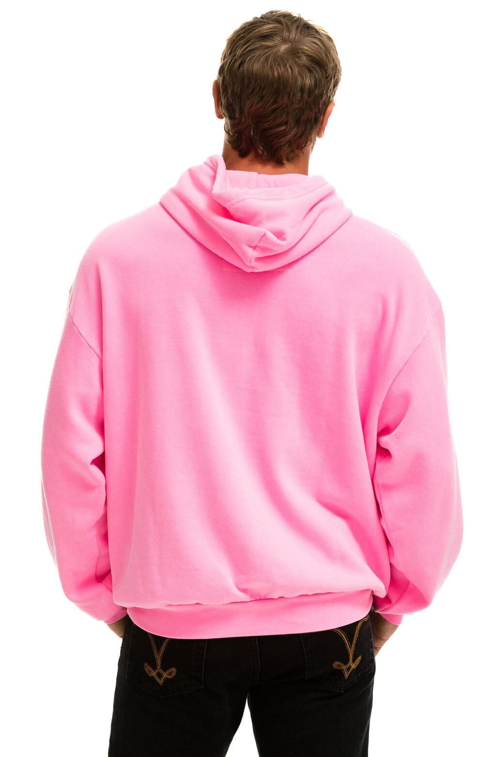 Lover Relaxed Pullover Hoodie Neon Pink back alt