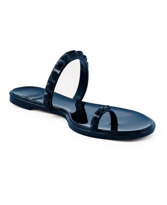 Maria Flat Jelly Sandals Navy Blue