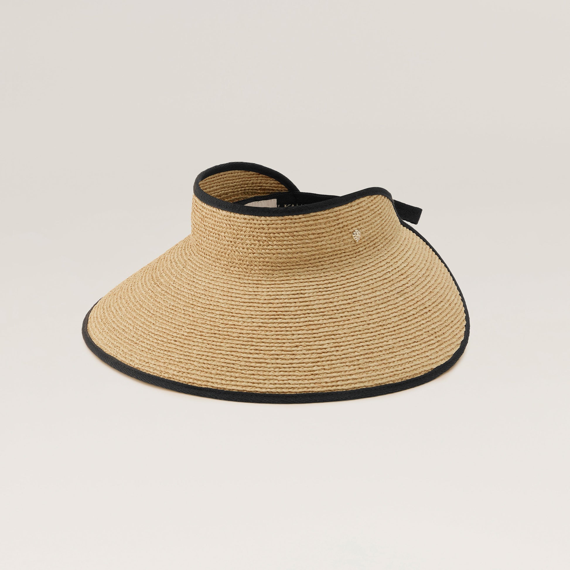 Helen Kaminski Mai Raffia Braid Visor in Natural/Midnight