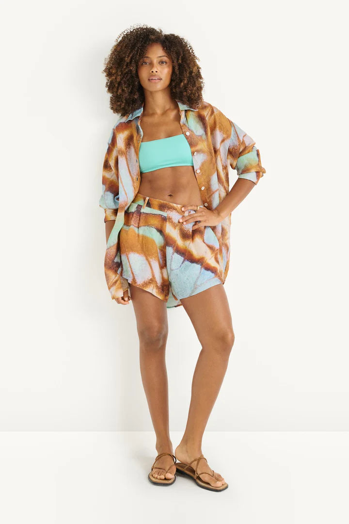 Playa Boyfriend Shirt Malachite Butterfly EcoLinen