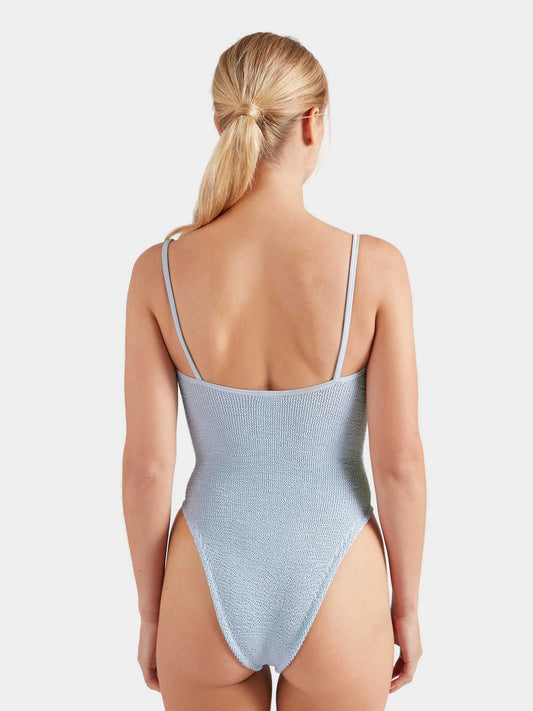Mia Beaded Swim Metallic Ice Blue