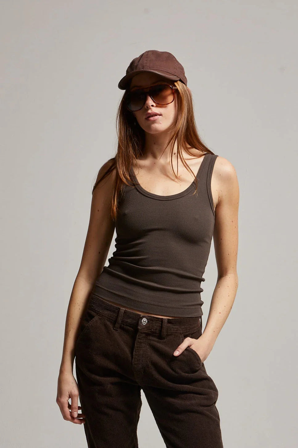 Mila Rib Tank Truffle
