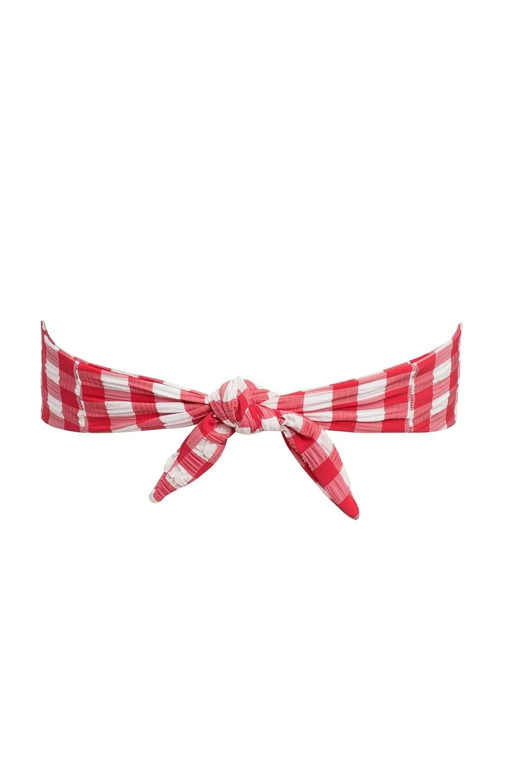 Tori Ties Bandeau Bikini Top Red Gingham