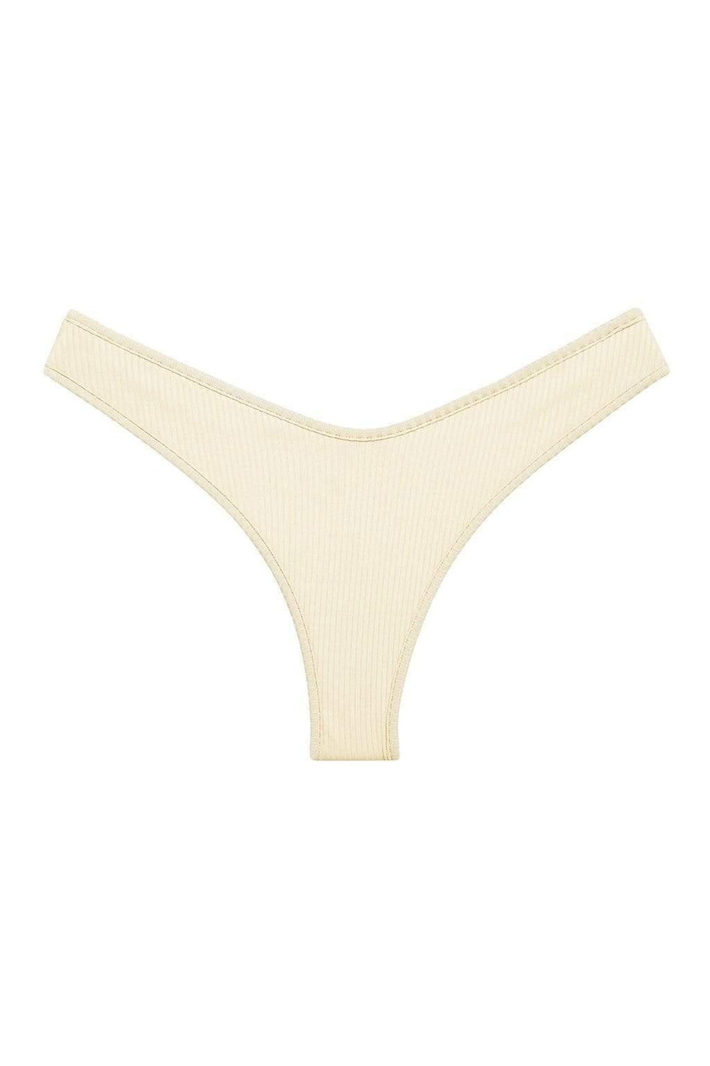 Cream Rib Lulu Bikini Bottom in white — detail view | Belle Mar Swim