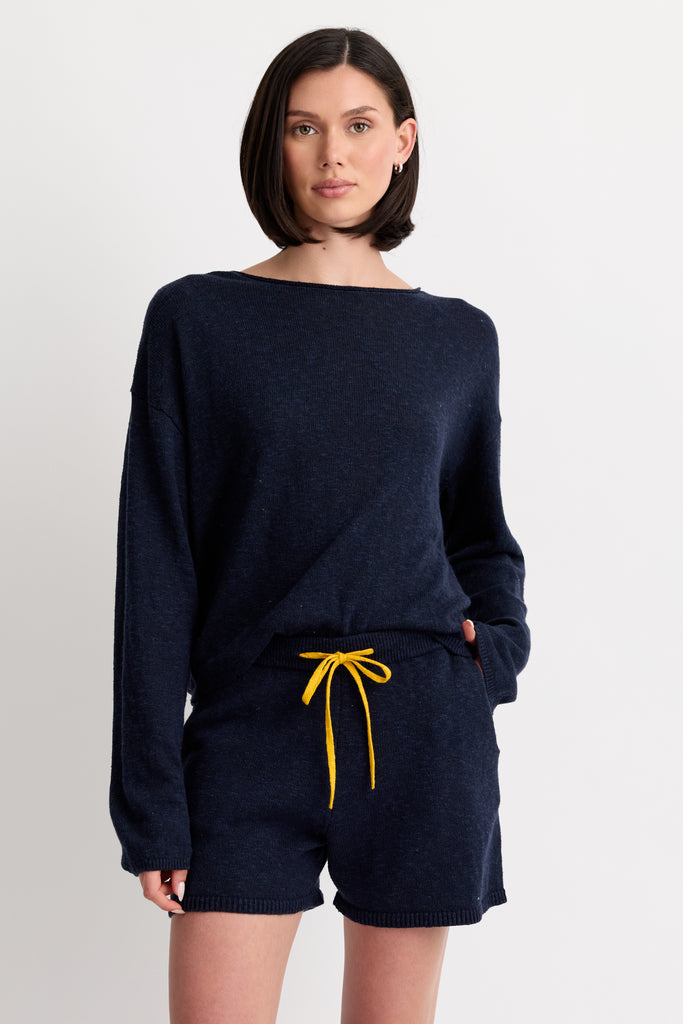 Sunrise Pullover in Navy Combo, front view