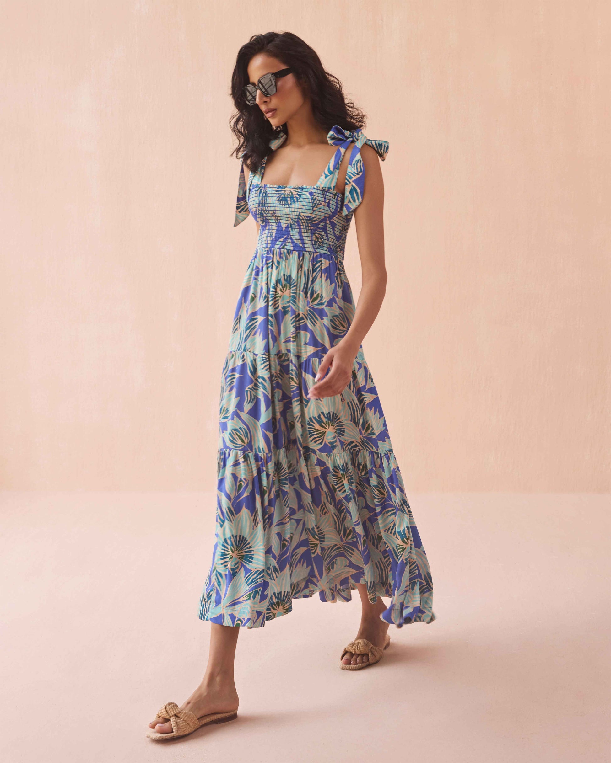 Omika Lana Maxi Thea Cornflower in blue — front view | Belle Mar Swim