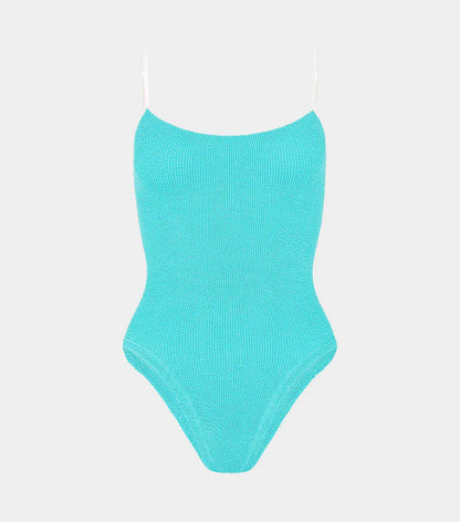 Pamela Swim Contrast Aqua/White