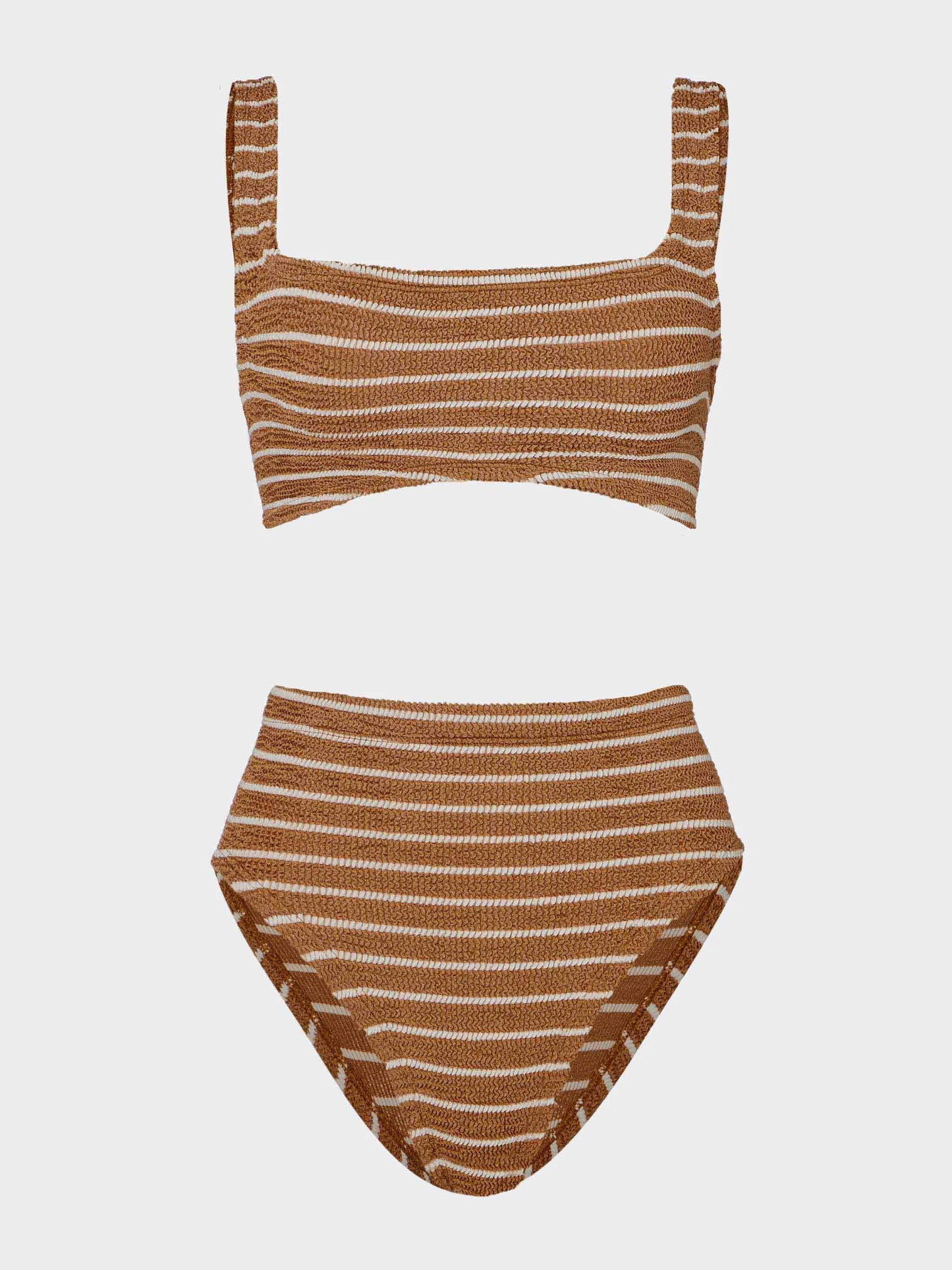 Patricia Bikini Metallic Cocoa/White Stripe in brown — alternate view | Belle Mar Swim