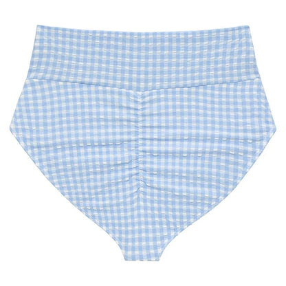 Peri Micro Gingham Full Coverage High Rise Bikini Bottom