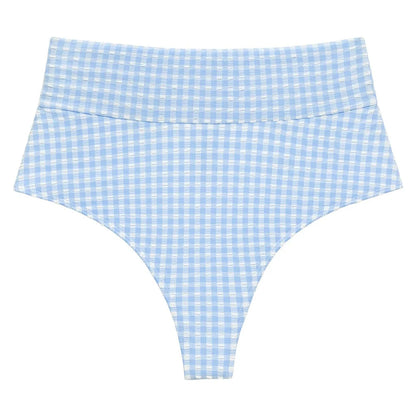 Peri Micro Gingham Full Coverage High Rise Bikini Bottom