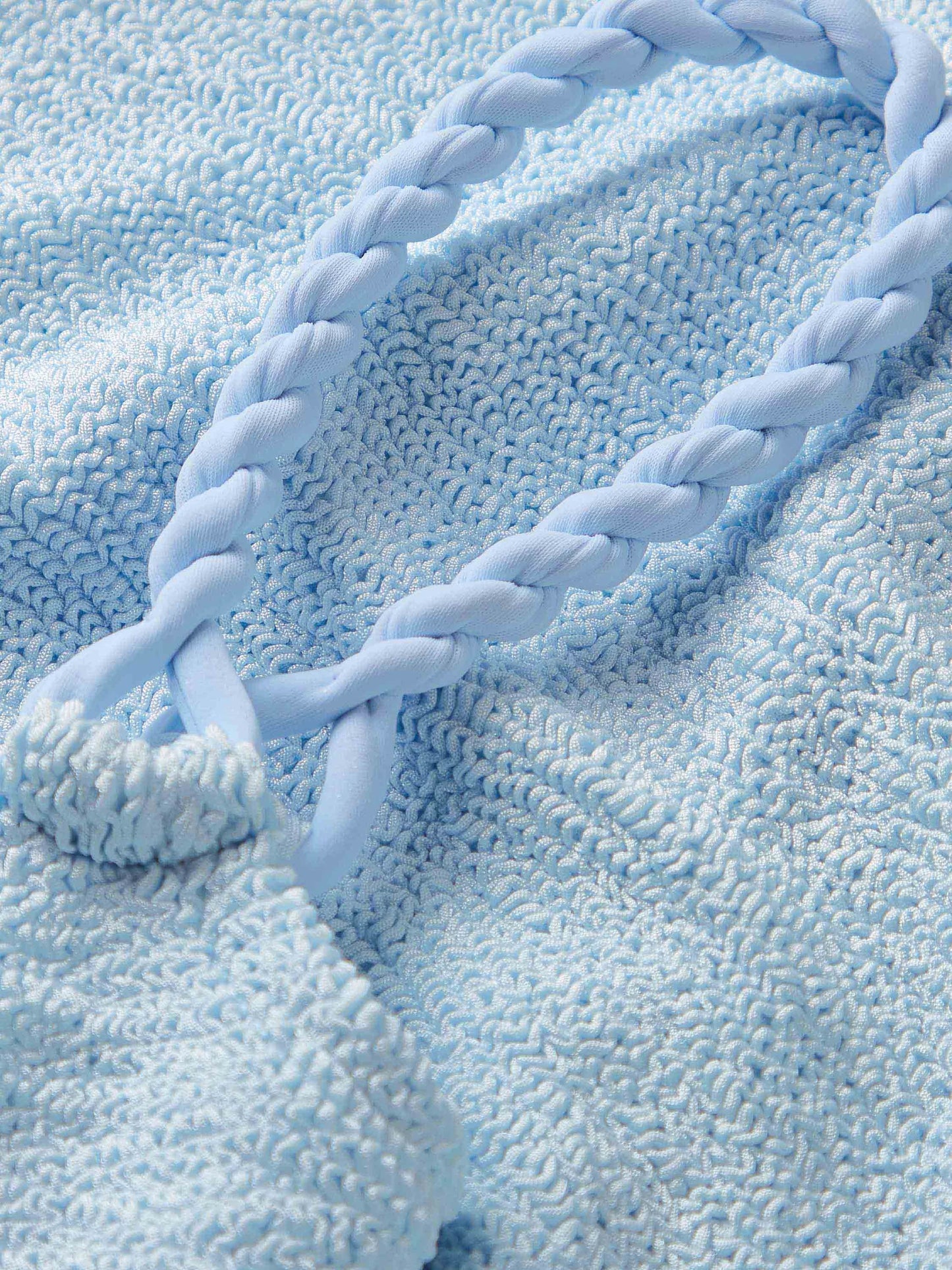 Phoebe Bikini Metallic Ice Blue in blue — close-up | Belle Mar Swim