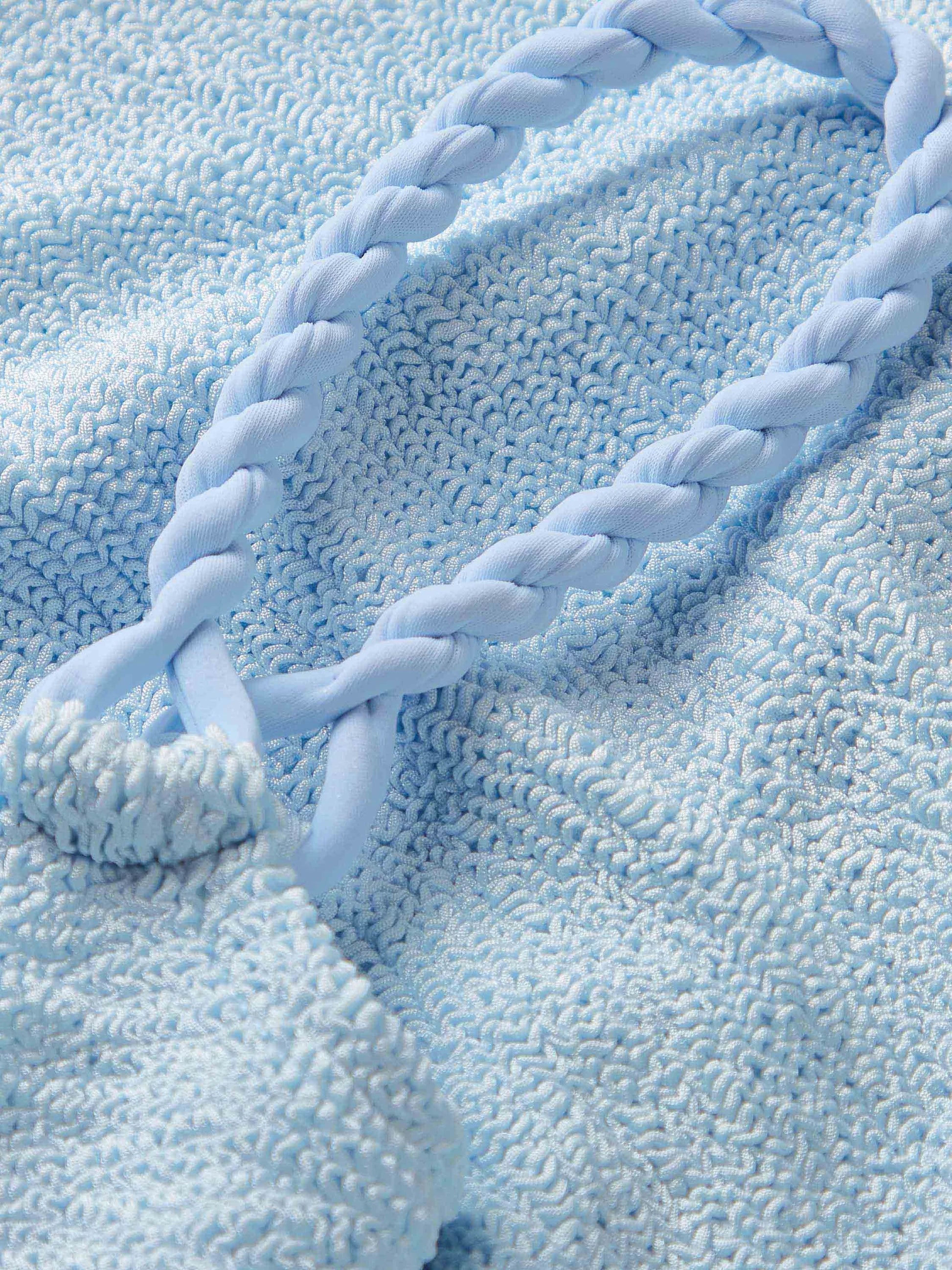 Phoebe Bikini Metallic Ice Blue in blue — close-up | Belle Mar Swim
