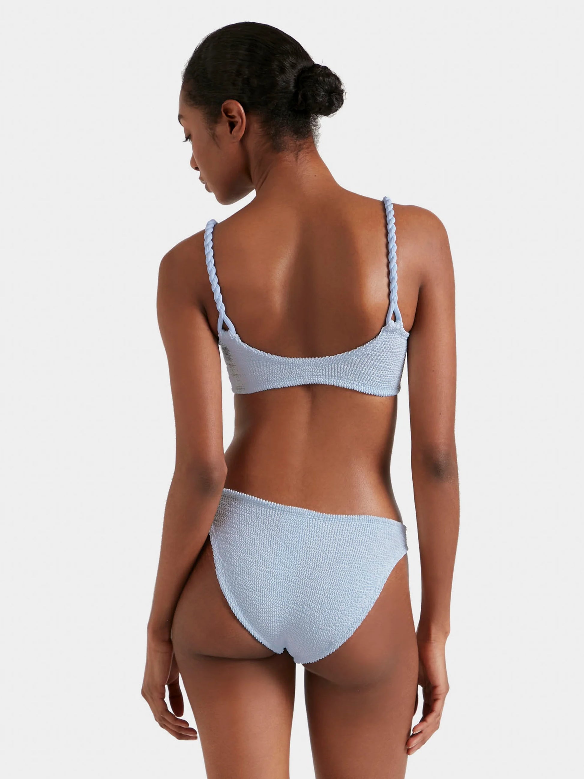 Phoebe Bikini Metallic Ice Blue in blue — back view | Belle Mar Swim