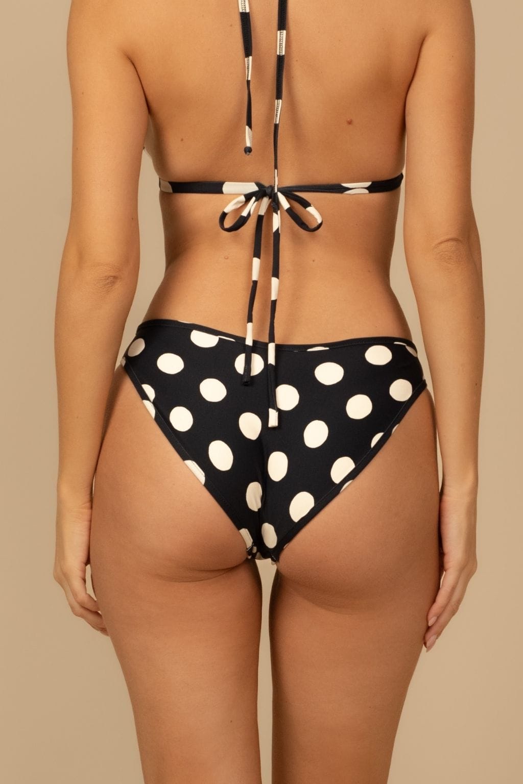 Polka Dot Added Coverage Lulu Bikini Bottom, back view showing fuller coverage