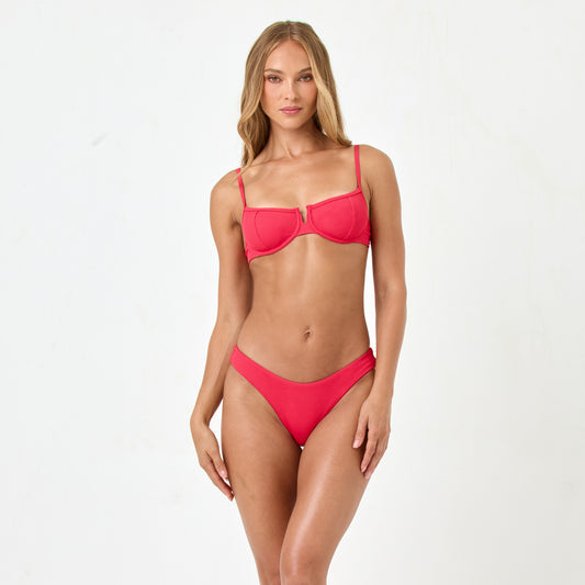 Rocky Bottom Classic Ribbed Pout in red — back view | Belle Mar Swim