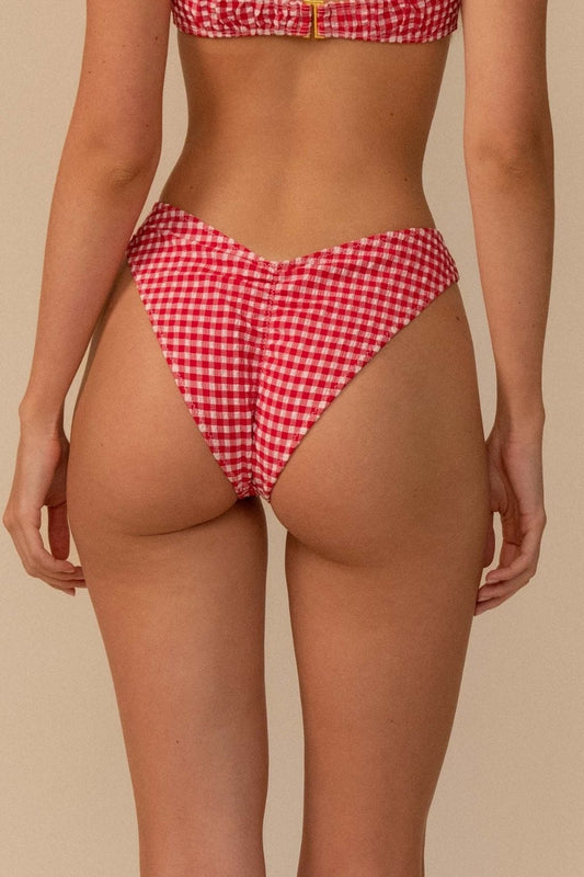 Lulu Bikini Bottom Red Micro Gingham back