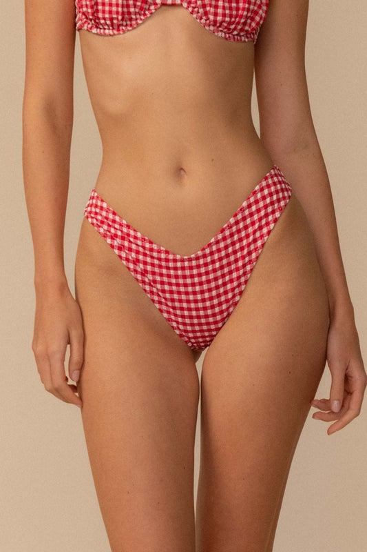 Lulu Bikini Bottom Red Micro Gingham
