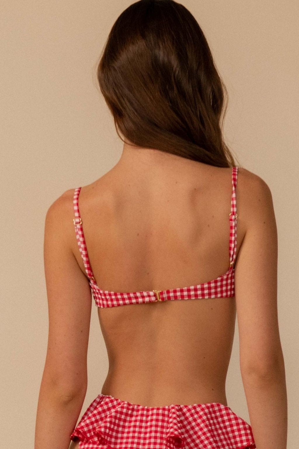 Petal Bikini Top Red Micro Gingham back