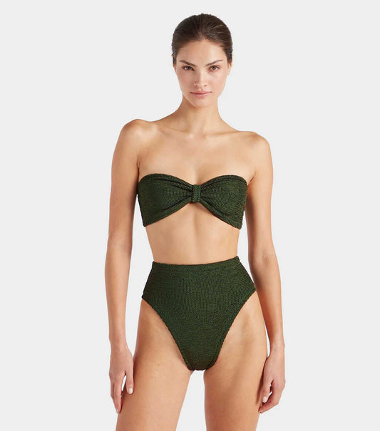 Ruby Bandeau Bikini Metallic Khaki