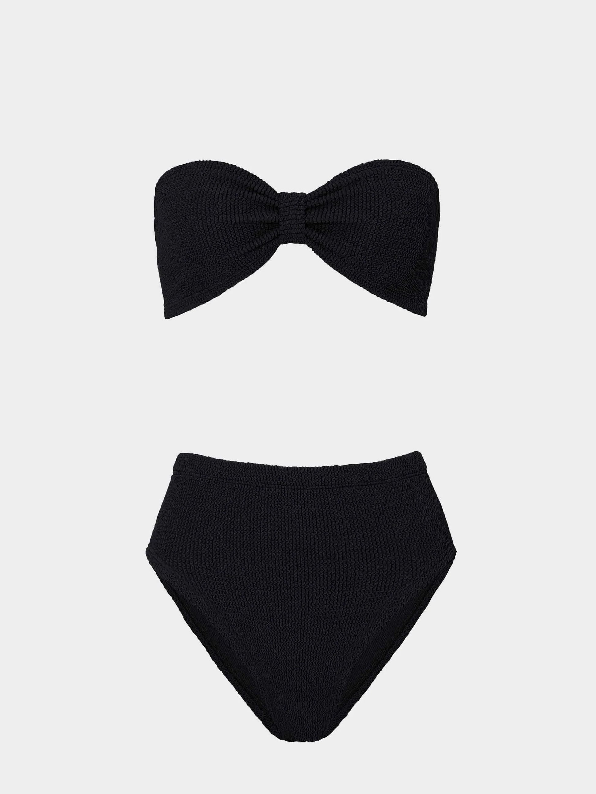 Ruby Bandeau Bikini Black in black — close-up | Belle Mar Swim