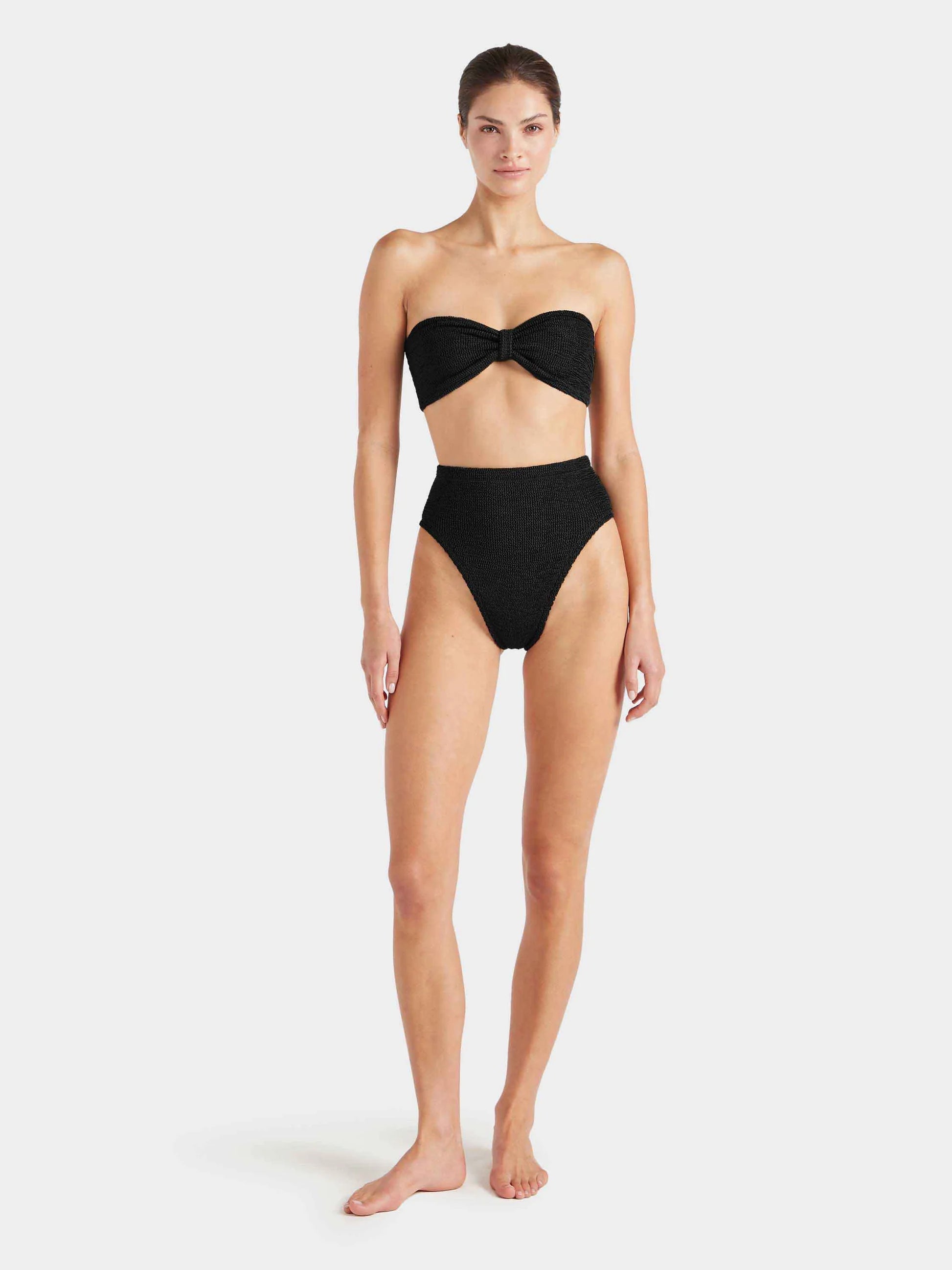 Ruby Bandeau Bikini Black in black — detail view | Belle Mar Swim