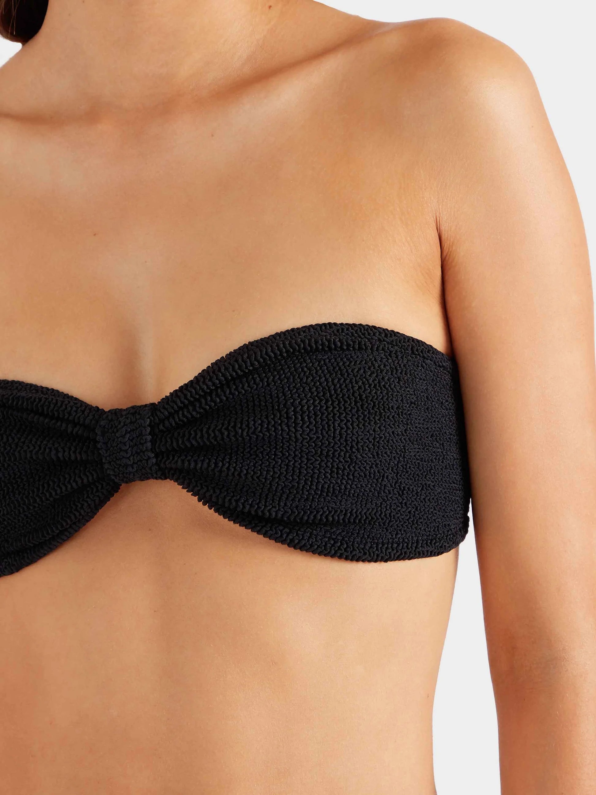 Ruby Bandeau Bikini Black in black — styled view | Belle Mar Swim
