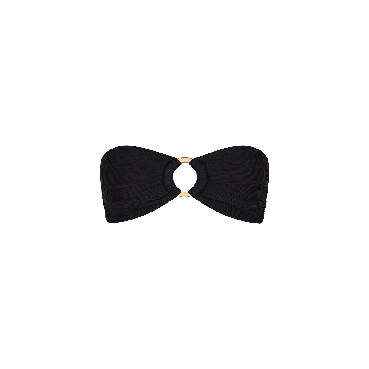 Strapless Bandeau Bikini Top - Pitch Black ribbed - front