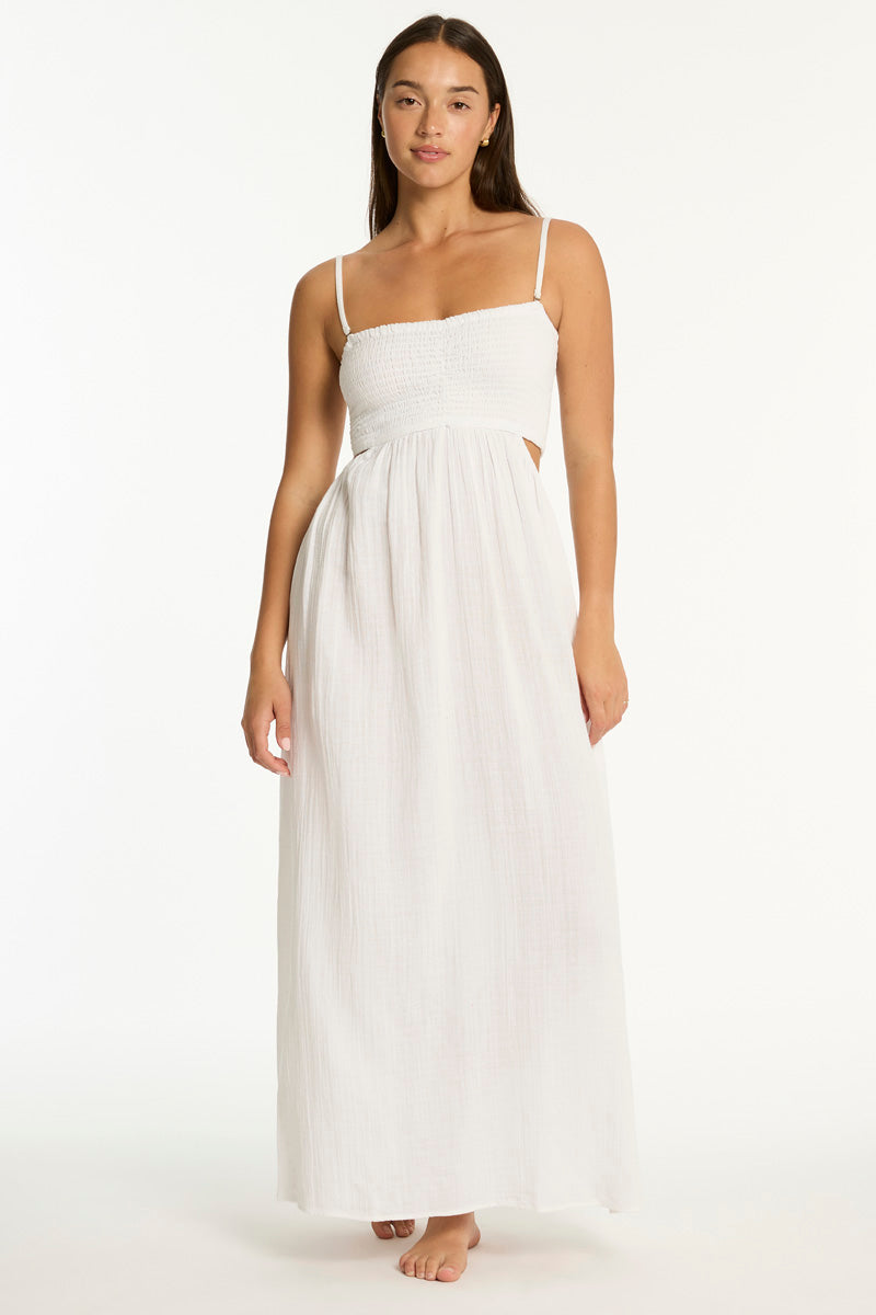 Sunset Cutaway Bandeau Dress White