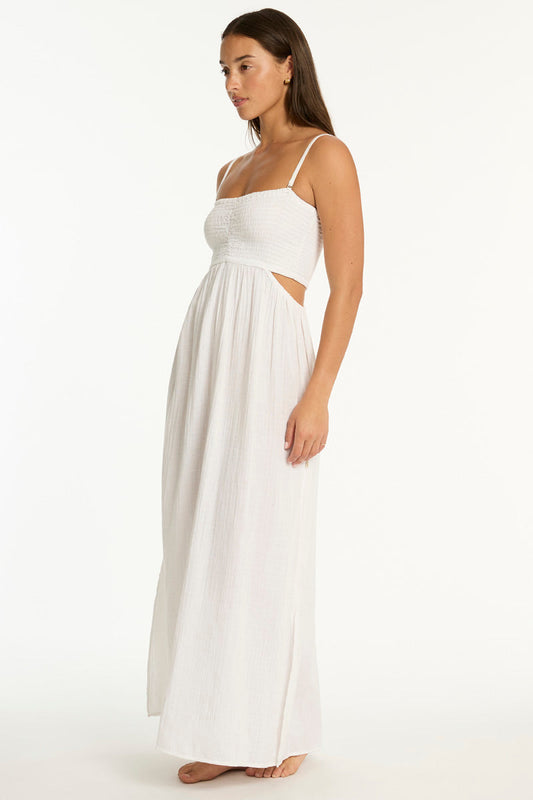 Sunset Cutaway Bandeau Dress White