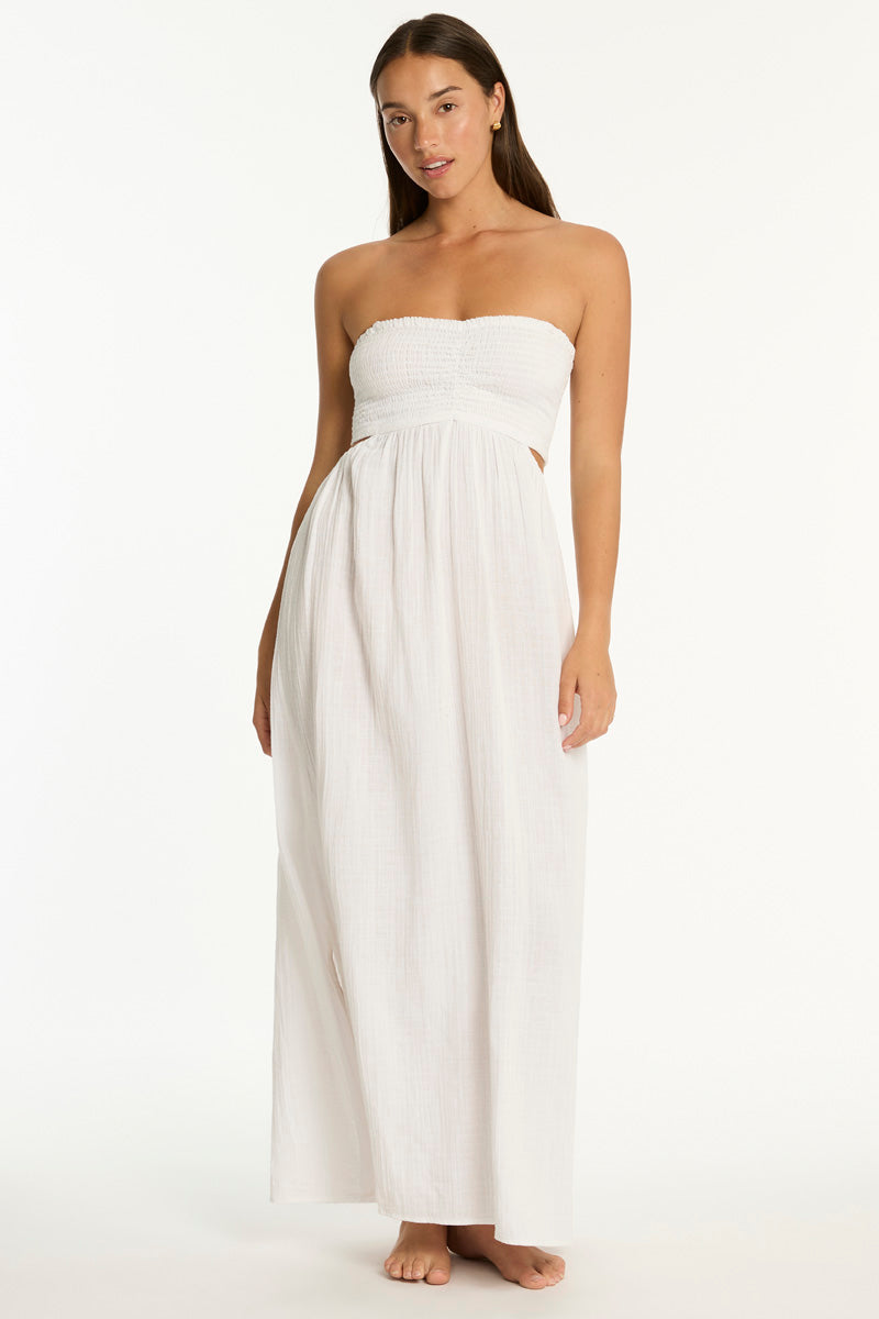 Sunset Cutaway Bandeau Dress - White