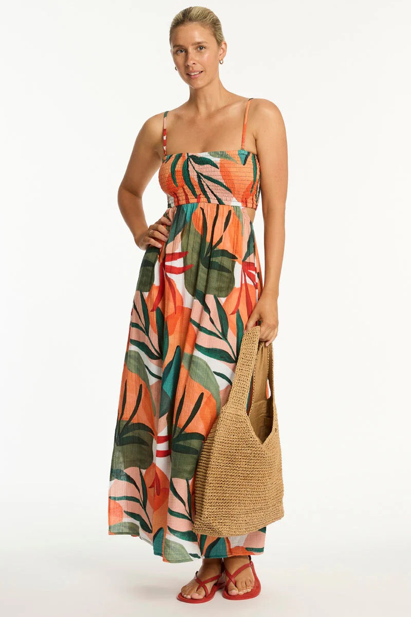 Sea Level Tropaluxe Cutaway Bandeau Dress — front view | Belle Mar Swim